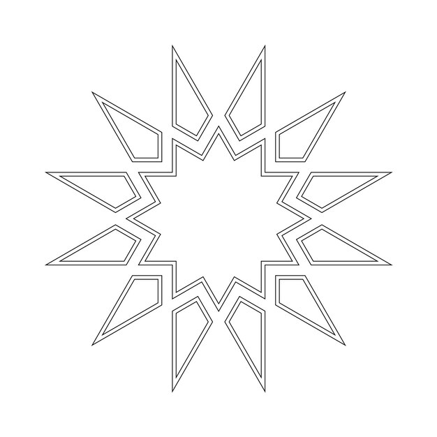Contorno geométrico islámico contorno elemento de diseño ilustración vectorial aislada en fondo blanco