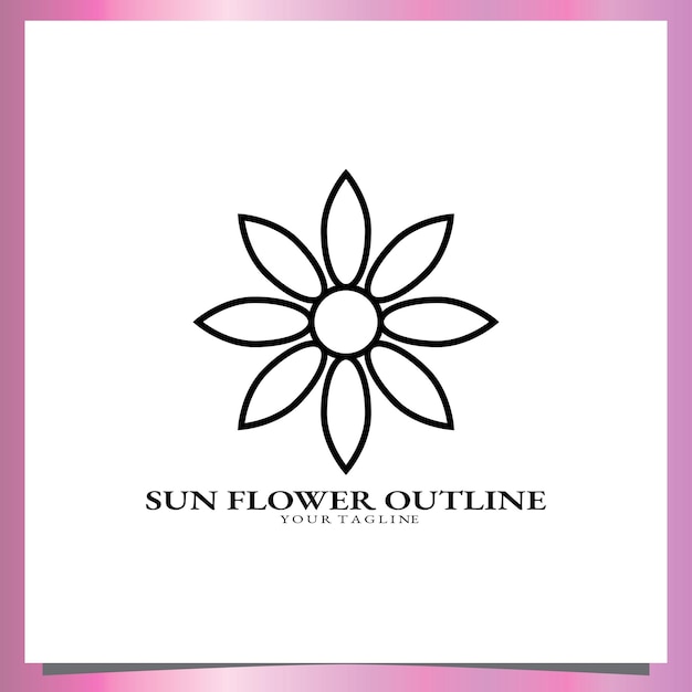 Contorno girasol logo premium elegante plantilla vector eps 10