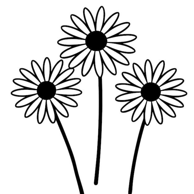 Contorno de girasoles conjunto vectorial diseño aislado en un fondo blanco