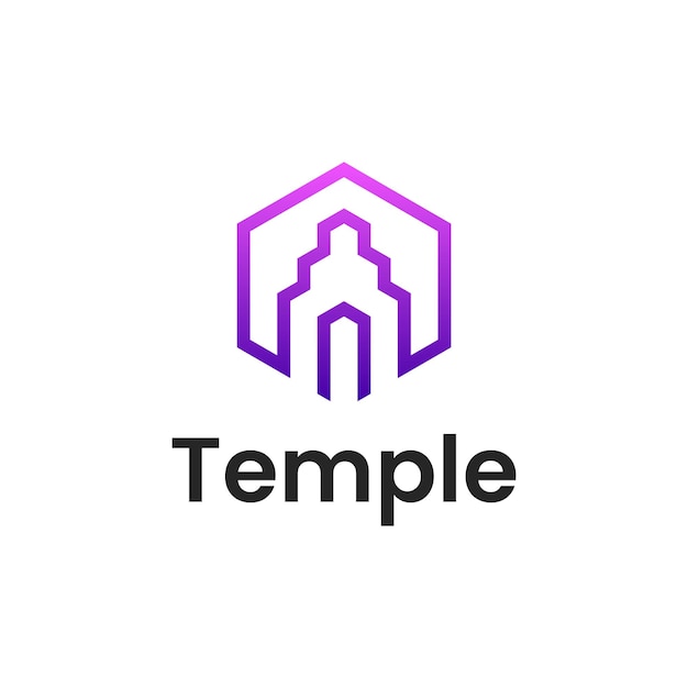 Contorno gradiente templo logo vector icono