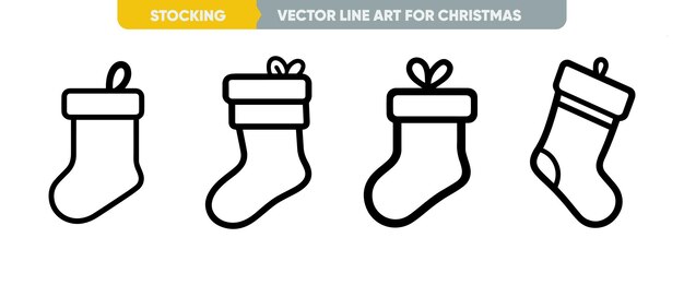 Contorno Icon Set Minimal Thin Line Navidad Medias Calcetín Iconos para Navidad y Año Nuevo