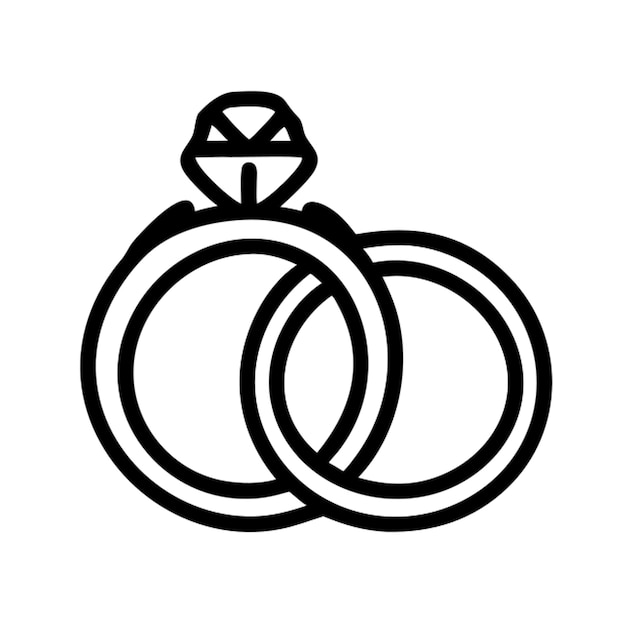 Contorno del icono del anillo de bodas y la banda de bodas