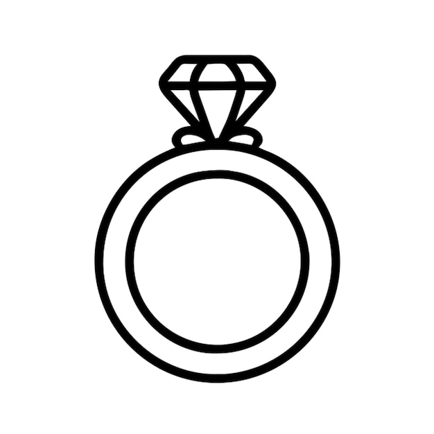 Contorno del icono del anillo de bodas de diamantes