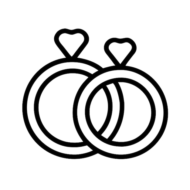 Contorno del icono de los anillos de boda