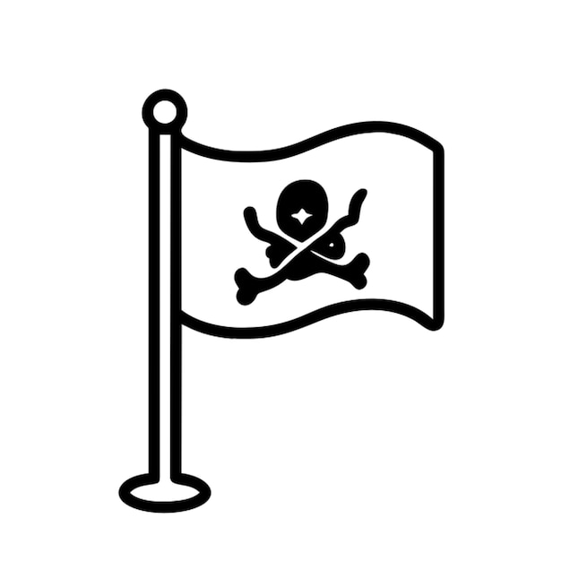 Contorno del icono de la bandera pirata