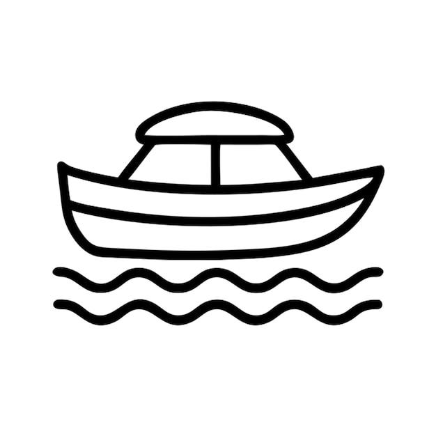 Contorno del icono del barco en el agua