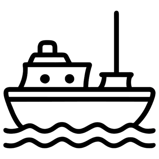 Contorno del icono del barco de pesca