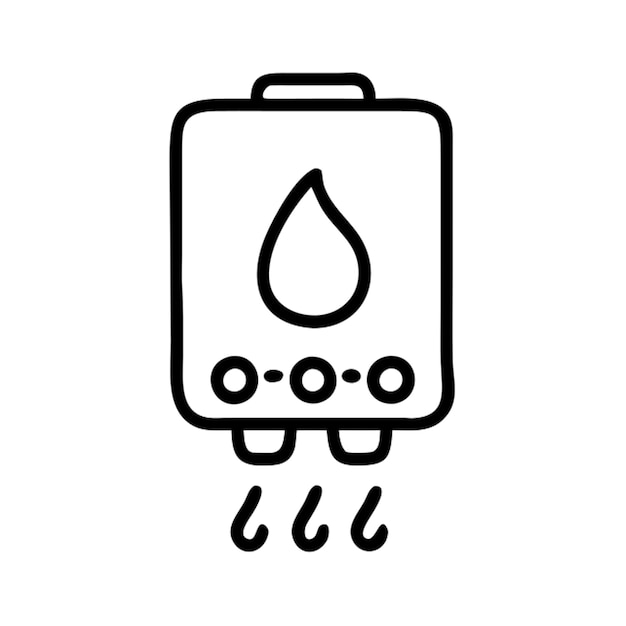 un contorno de icono de calentador de agua sin tanque