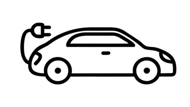 Contorno del icono del coche eléctrico