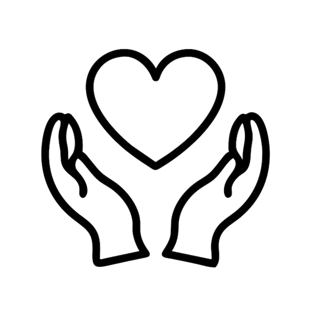 Contorno del icono del corazón de las manos
