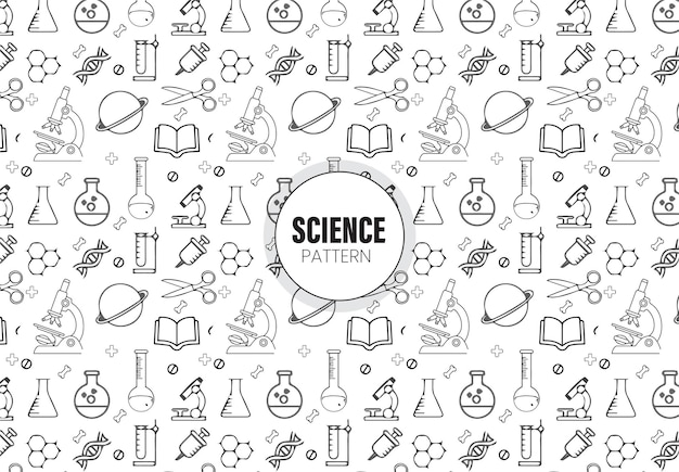 Contorno del icono de la educación científica patrón sin costuras