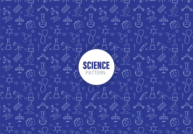 Contorno del icono de la educación científica patrón sin costuras