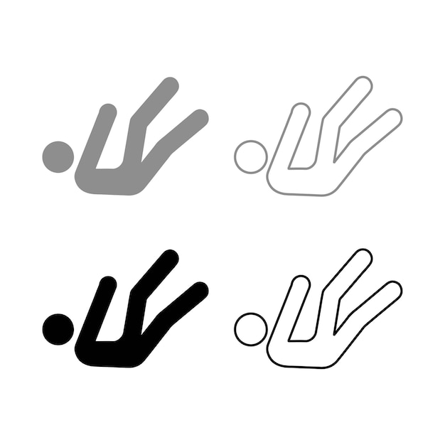 El contorno del icono del hombre que cae establece la silueta de la ilustración vectorial de color negro