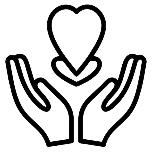 Contorno del icono de la mano y la esperanza
