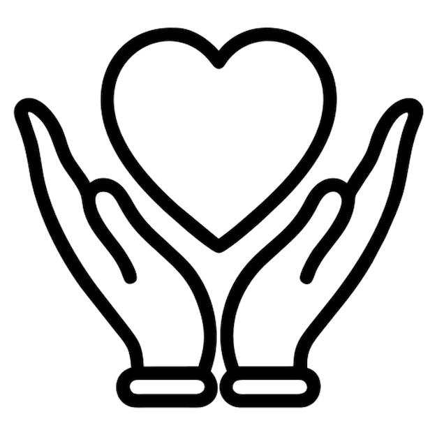 Contorno del icono de la mano y la esperanza