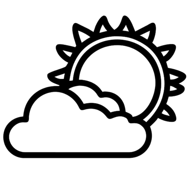 Contorno del icono nublado y del sol
