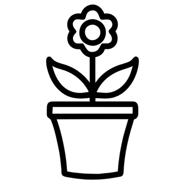 Contorno del icono de la olla de flores