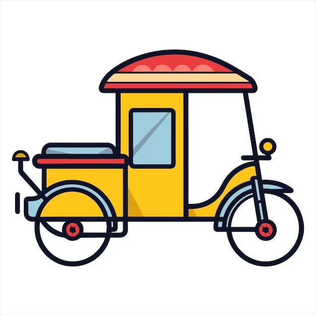 Vector contorno de icono plano de rickshaw en el estilo de vector simple