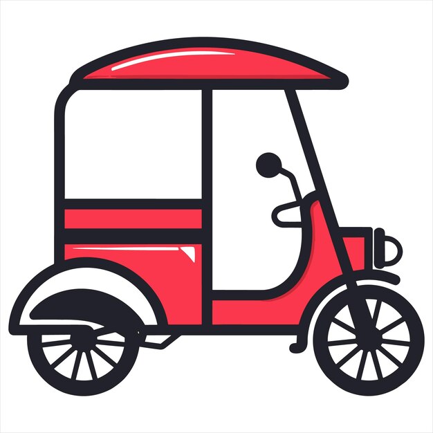 Vector contorno de icono plano de rickshaw en el estilo de vector simple