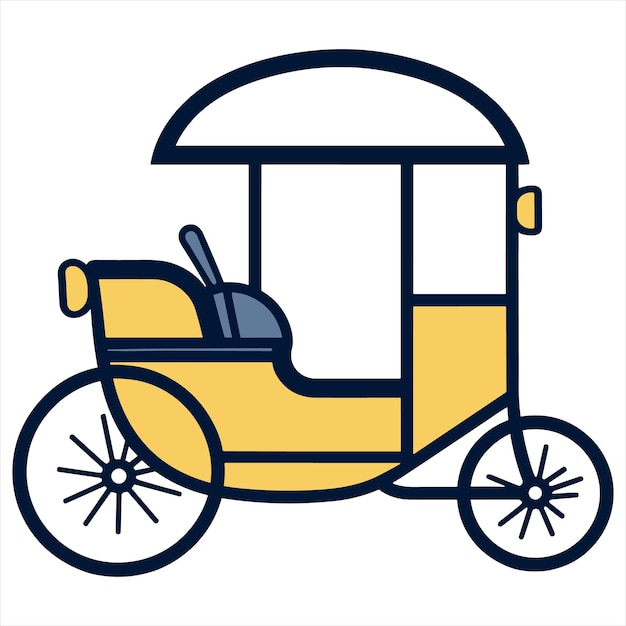 Contorno de icono plano de rickshaw en el estilo de vector simple