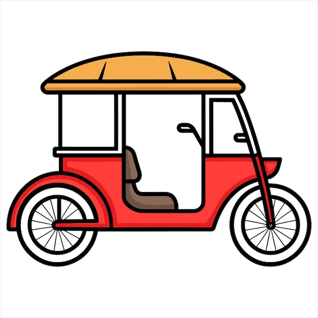 Vector contorno de icono plano de rickshaw en el estilo de vector simple