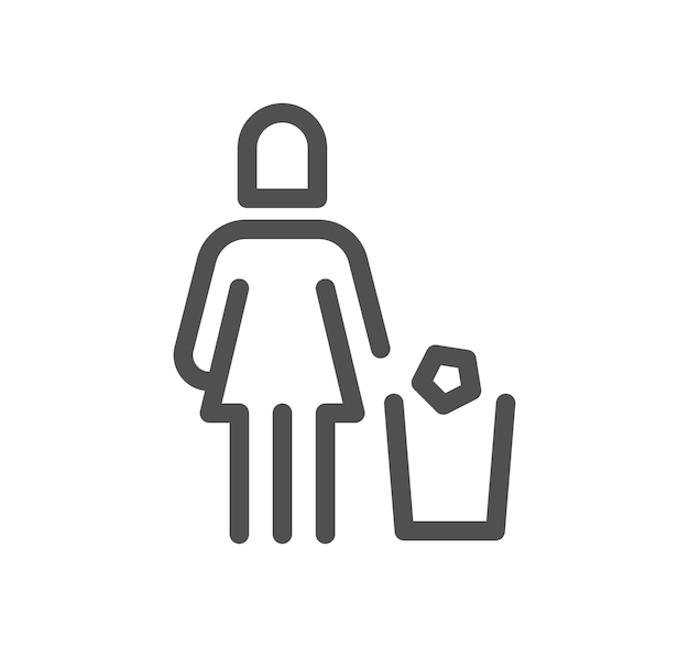 Contorno de icono relacionado con la basura y vector lineal