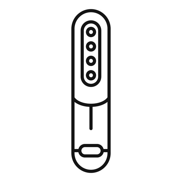 Contorno del icono del termómetro electrónico que muestra fiebre alta