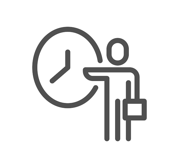 Contorno de íconos relacionado con la gestión y vector lineal.