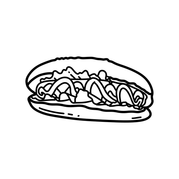 Contorno Ilustración de cocina mexicana dibujada a mano Arte de líneas dibujos animados