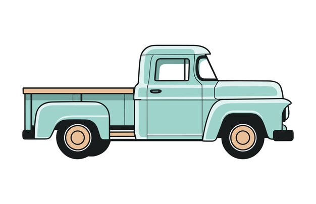 El contorno de la ilustración de Pickup Truck Vector aislado sobre un fondo blanco