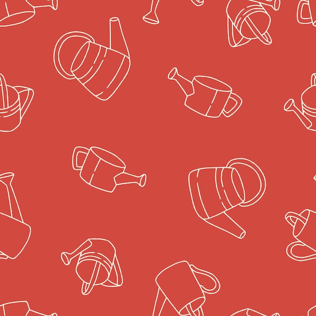 Contorno de la lata de riego Vector patrón sin costuras Fondo para la superficie Impresión de tela envoltura de moda