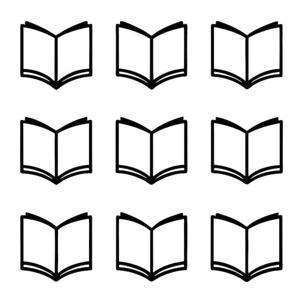Contorno de libro abierto silueta vectorial dibujada a mano
