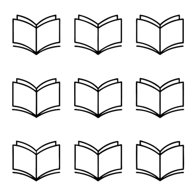Contorno de libro abierto silueta vectorial dibujada a mano