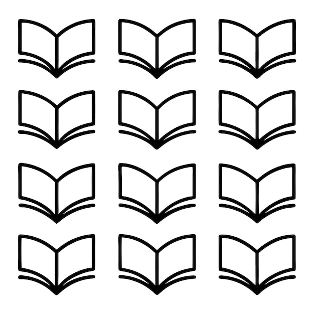 Contorno de libro abierto silueta vectorial dibujada a mano