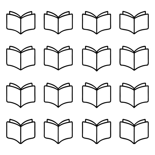 Contorno de libro abierto vintage silueta vectorial dibujada a mano