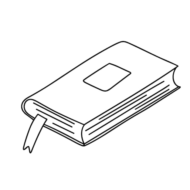 Contorno de libro en estilo doodle aislado en fondo blanco Arte vectorial dibujado a mano