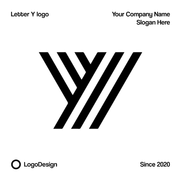 Contorno de línea de letra Y Vector de plantilla de logotipo moderno.