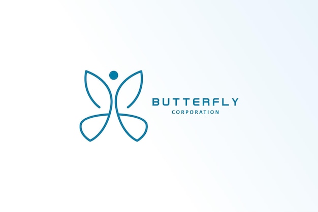 Vector contorno de línea mono mariposa minimalista elegante moderno vector de logotipo simple