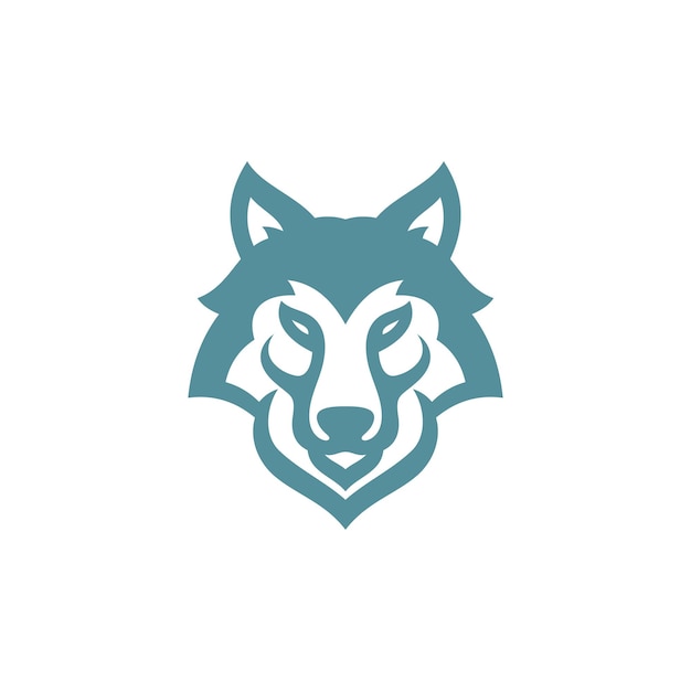 Contorno lobo cabeza logo diseño lobo husky perro cara silueta vector icono