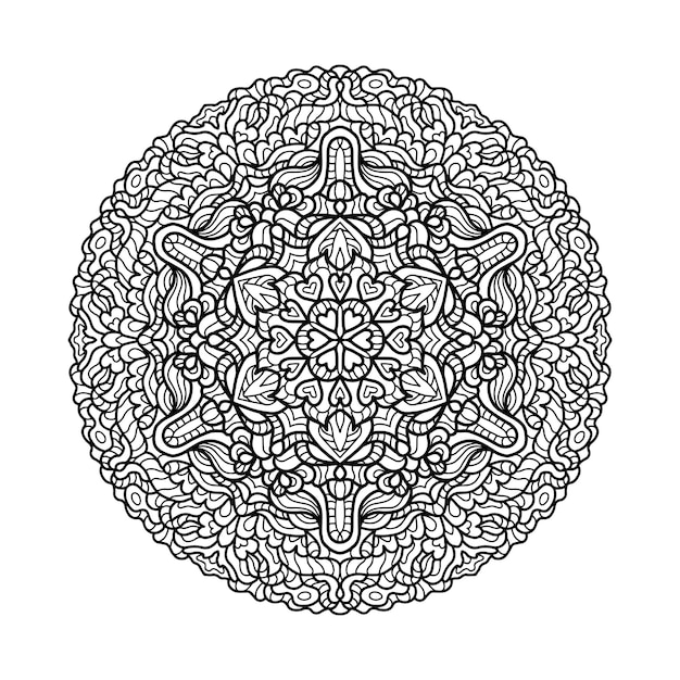 Vector contorno mandala vectorial dibujada a mano. página para colorear. arte de línea, boceto dibujado a mano.