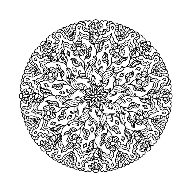 Vector contorno mandala vectorial dibujada a mano. página para colorear. arte de línea, boceto dibujado a mano.