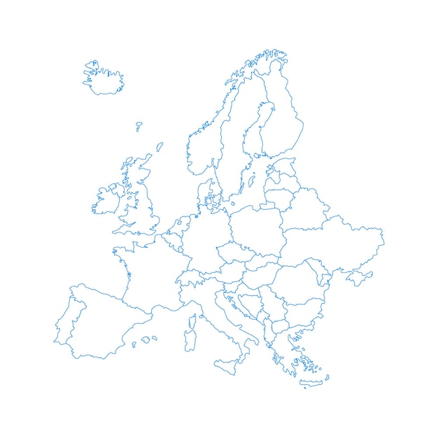 Vector contorno de mapa de europa sobre un fondo blanco en estilo plano vector