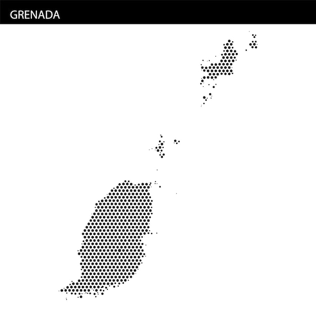 Contorno del mapa de Granada que muestra sus detalles geográficos y las islas vecinas