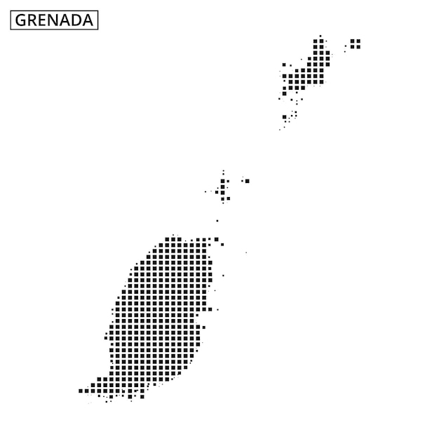 Contorno del mapa de Granada que muestra sus detalles geográficos y las islas vecinas