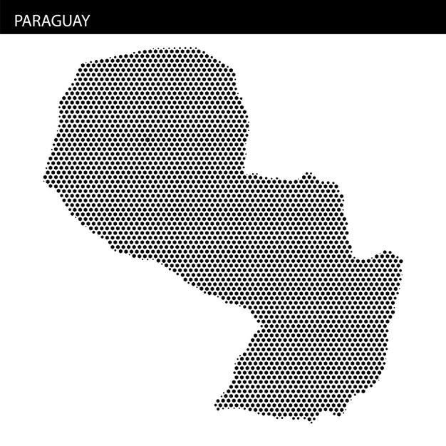 Contorno del mapa de Paraguay con un patrón hexagonal punteado que destaca la forma del país