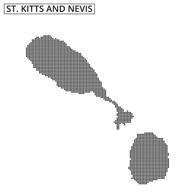 Contorno del mapa de Saint Kitts y Nevis con patrón de cuadrícula y fondo de marca de agua