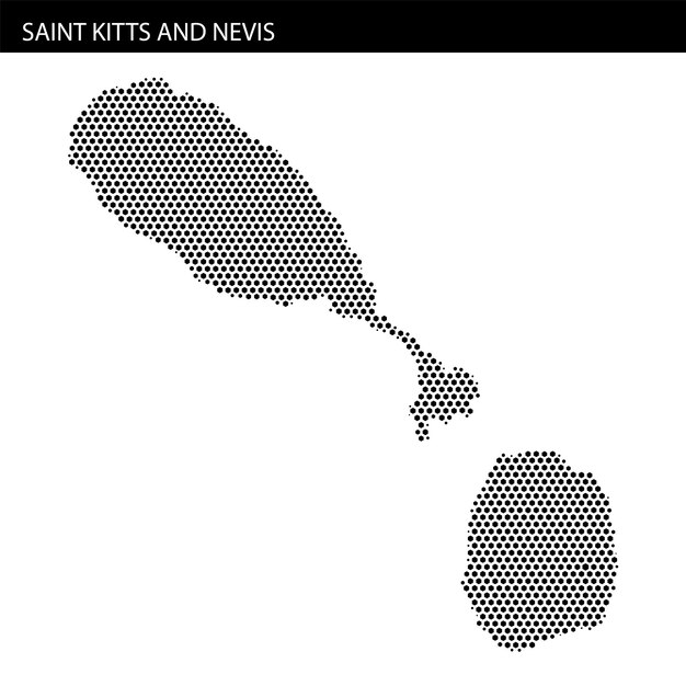 Contorno del mapa de Saint Kitts y Nevis con patrón de cuadrícula y fondo de marca de agua