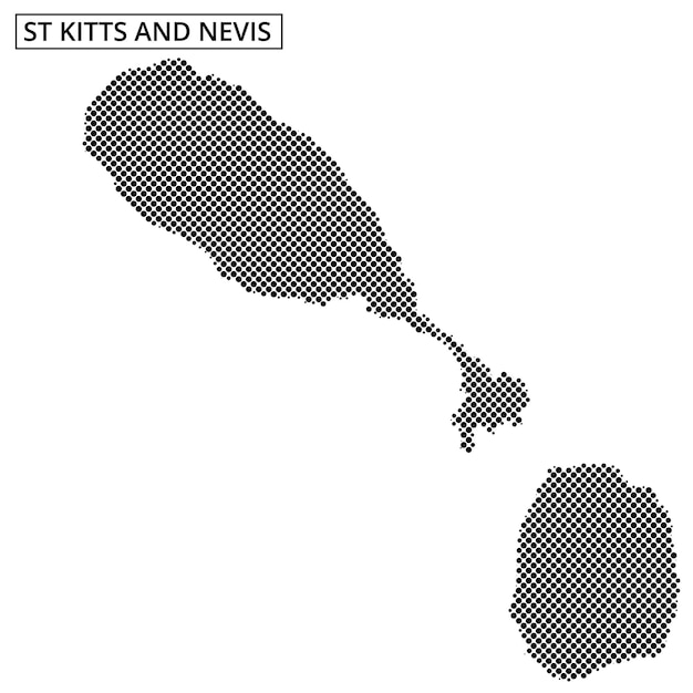 Contorno del mapa de Saint Kitts y Nevis con patrón de cuadrícula y fondo de marca de agua
