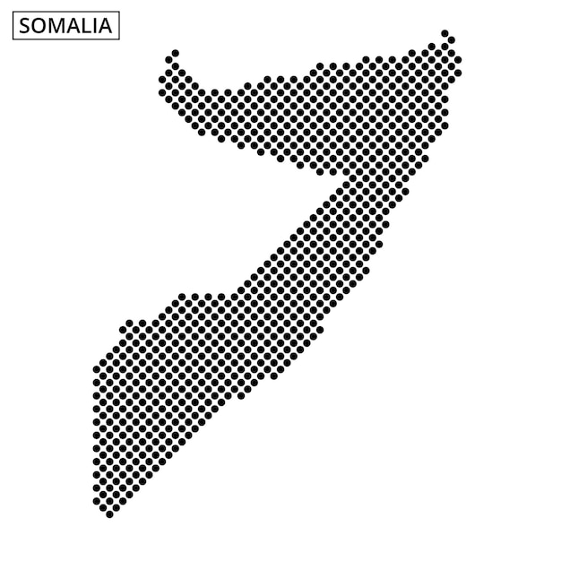 Contorno del mapa de Somalia que muestra un diseño punteado único que representa el país
