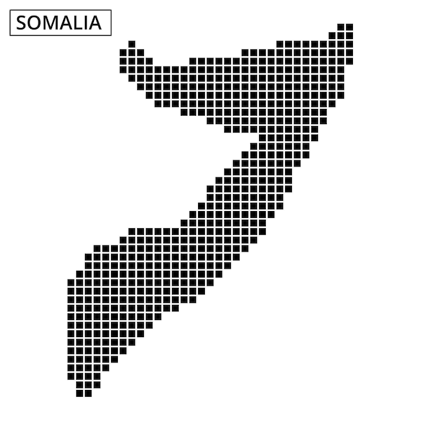 Contorno del mapa de Somalia que muestra un diseño punteado único que representa el país